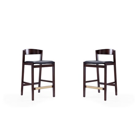 Manhattan Comfort Klismos Counter Stool in Black and Dark Walnut (Set of 2) 2-CS007-BK